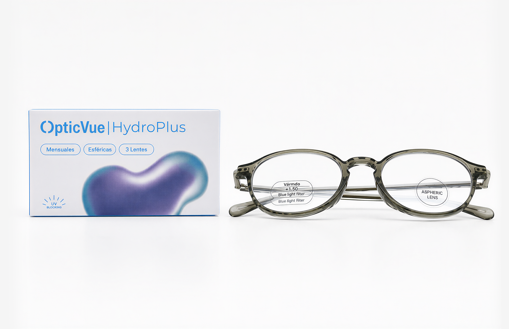 3 lentillas Mensuales HydroPlus + Gafas de Lectura para Presbicia