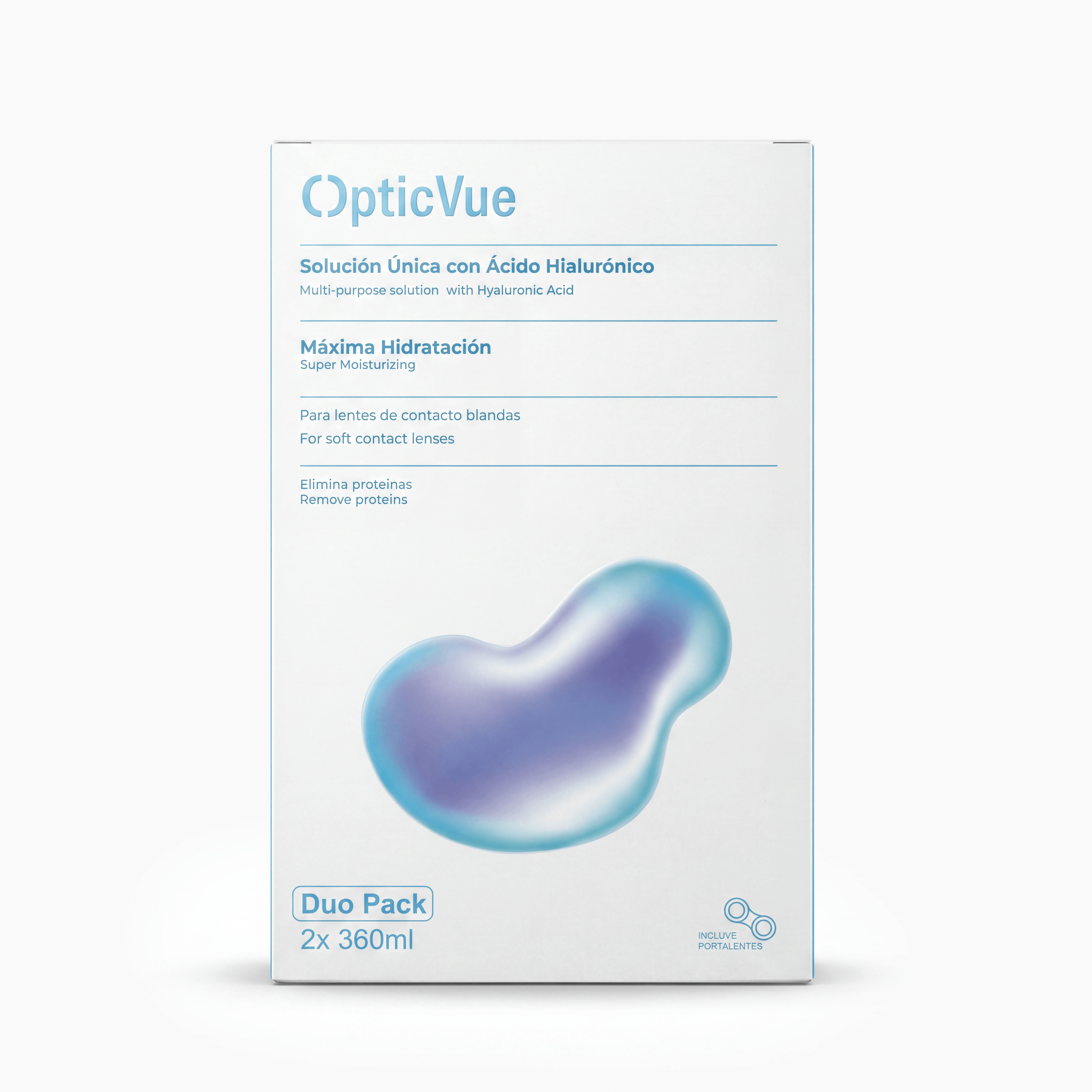 Pack ahorro líquido de lentillas 2×360 ml - Solución única para lentillas con hidratación y limpieza.