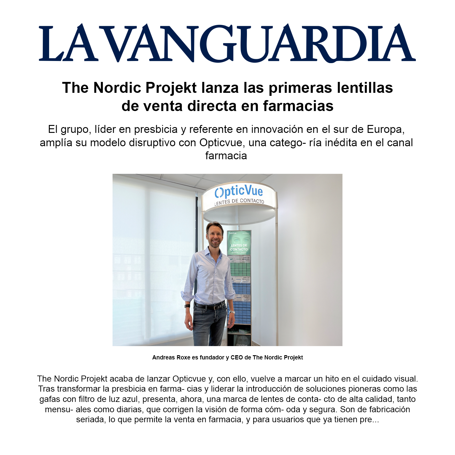 OpticVue llega a La Vanguardia: lentes de contacto en farmacia
