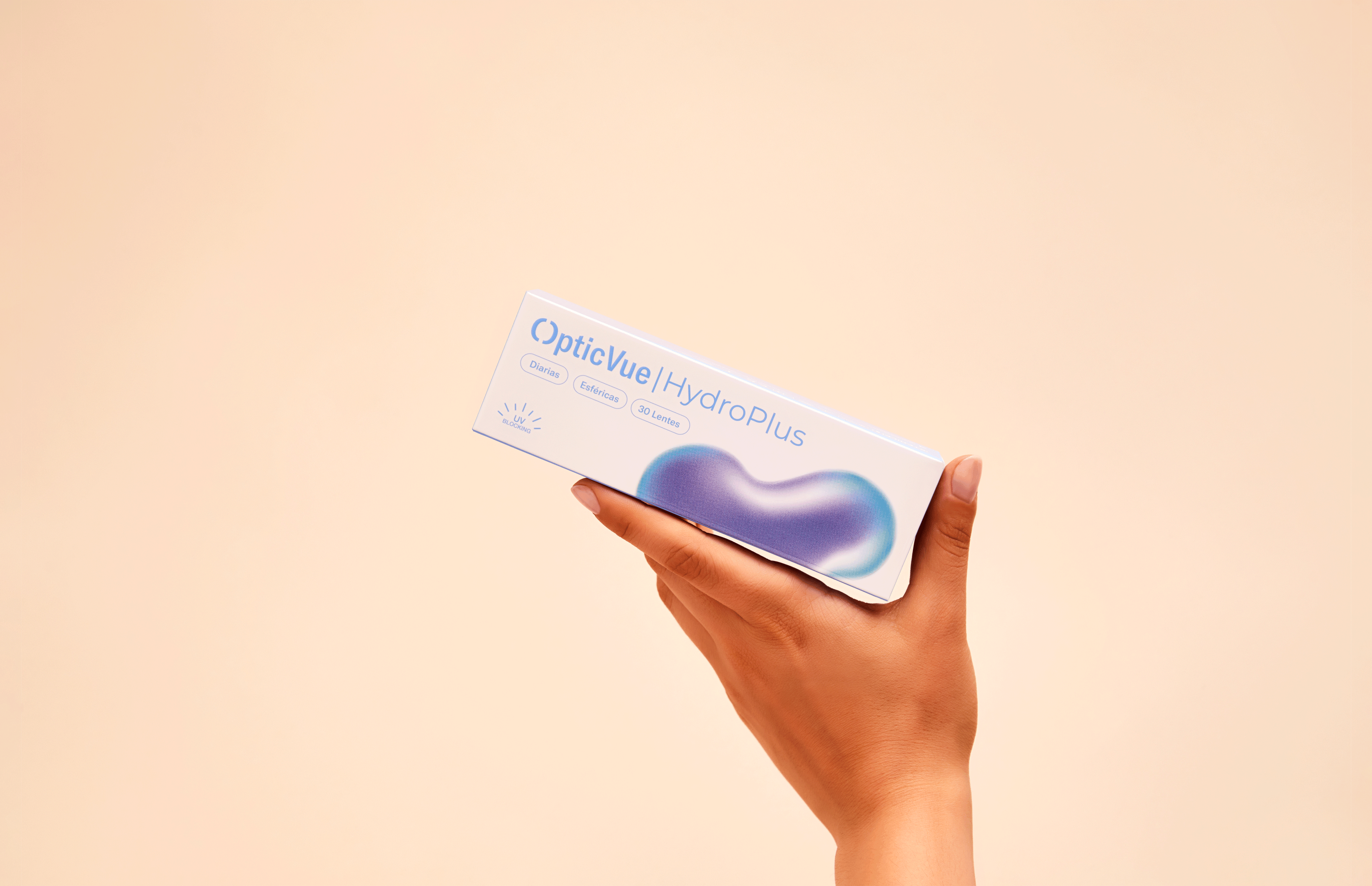Lentillas diarias miopía HydroPlus (muestra) en caja de OpticVue, ideal para probar gratis.